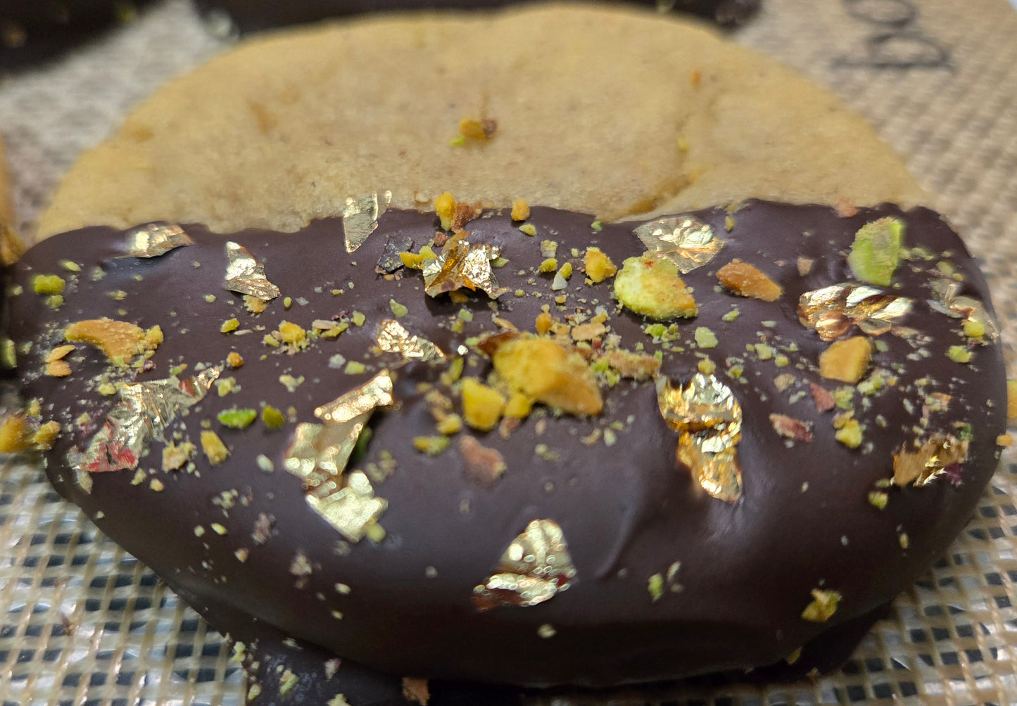 Chocolate-Dipped Pistachio Cream Cookies
