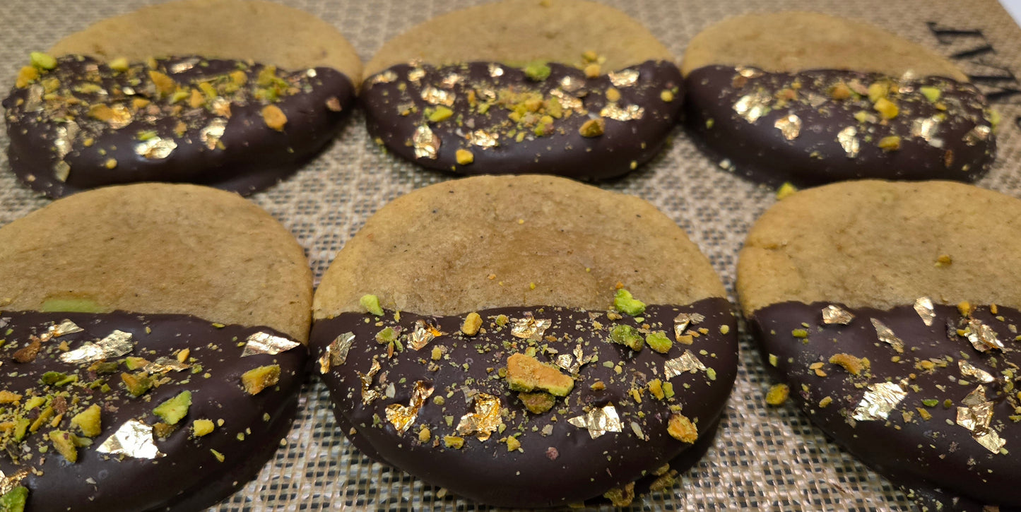 Chocolate-Dipped Pistachio Cream Cookies