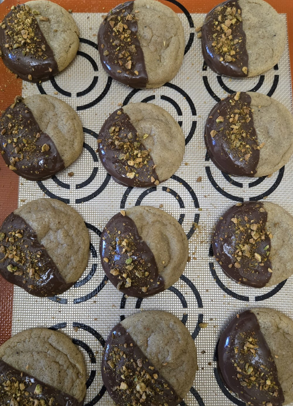 Chocolate-Dipped Pistachio Cream Cookies