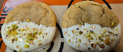 Chocolate-Dipped Pistachio Cream Cookies